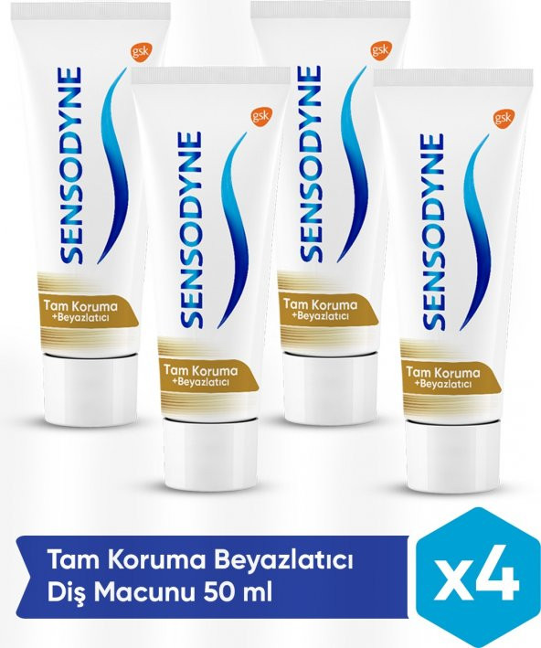 Sensodyne Tam Koruma Beyazlatıcı Diş Macunu 50 ml X4 Adet