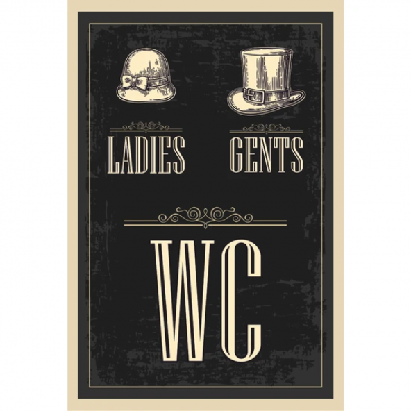 Reklam Wc Tuvalet Retro Vintage Ahşap Poster 20x30