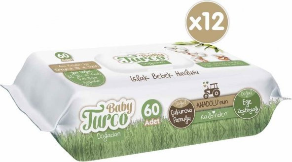 Baby Turco Doğadan Yenidoğan Islak Bebek Havlusu 60 Yaprak x 12li - 2