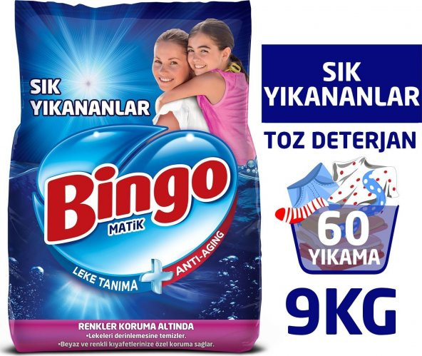 Bingo Sık Yıkananlar Toz Çamaşır Deterjanı 9 kg