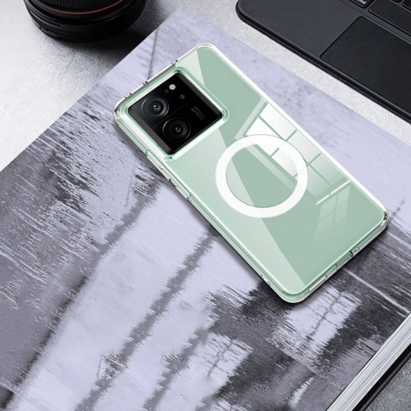 Xiaomi Mi 13T Kılıf Sert PC Arka Yüzey Wireless Şarj Özellikli Flet Magsafe Kapak - 4