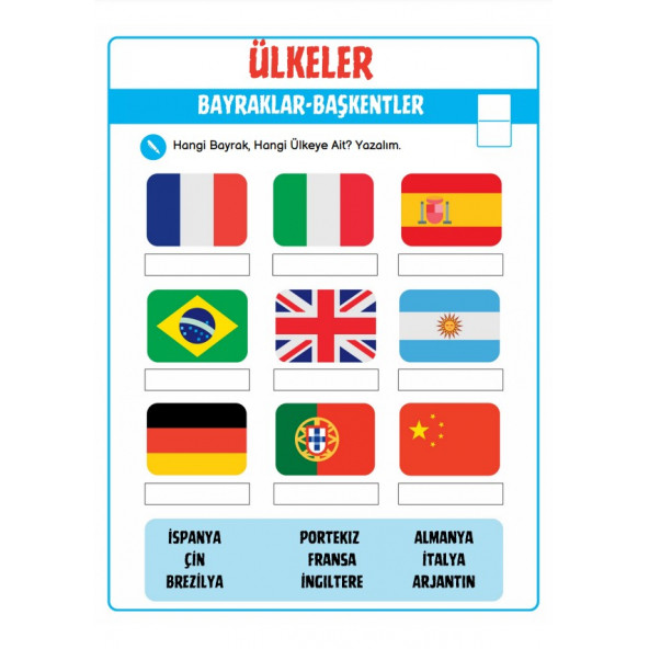 Ülke Bayrakları Yaz-Sil Kitabı (Herkes İçin) - 2