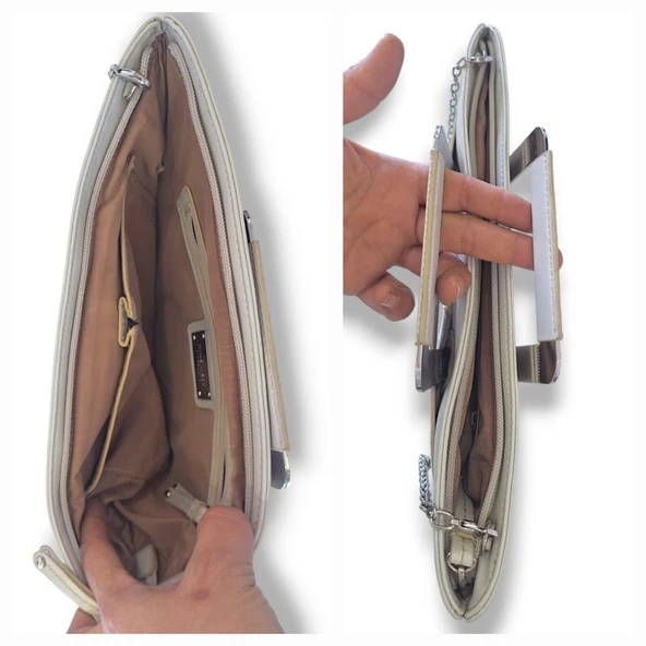 NİNE WEST GRİ ZİNCİR ASKILI CLUTCH PORTFÖY - 3