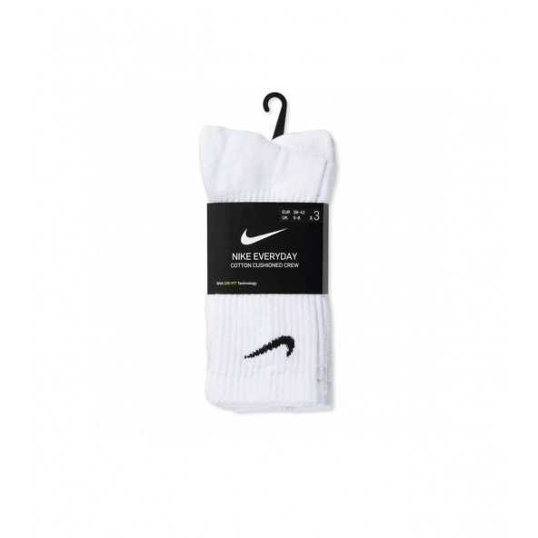 Nike Everyday Cushioned 3'lü Havlu Çorap Uzun Çorap Beyaz 3 Çift - 2
