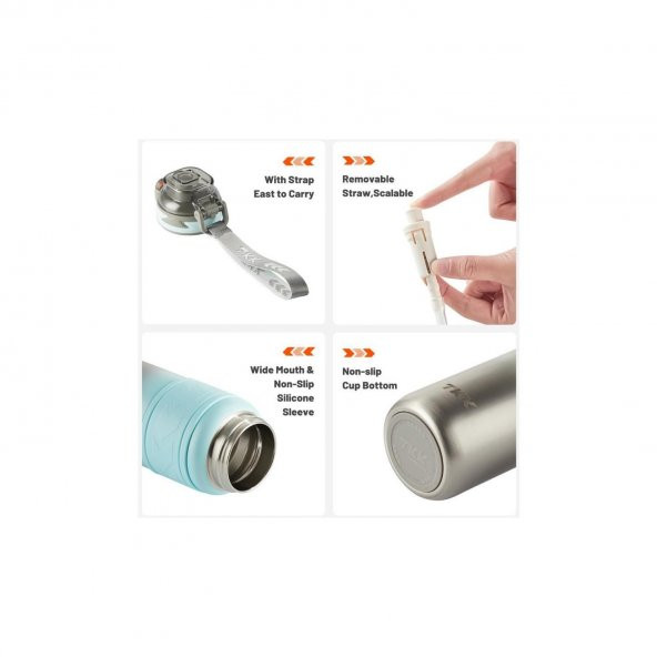 TKK Paslanmaz Çelik Termos Matara 500 ML Pipetli ve Pipetsiz Kullanım (Karışık Renk 1 Adet) - 4