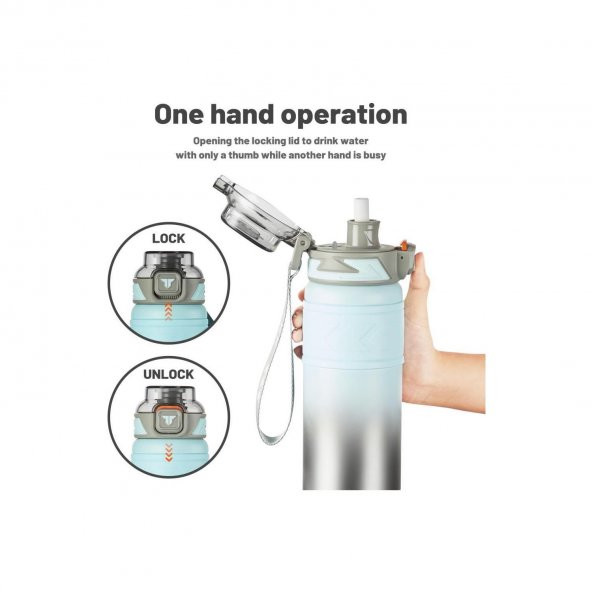 TKK Paslanmaz Çelik Termos Matara 500 ML Pipetli ve Pipetsiz Kullanım (Karışık Renk 1 Adet) - 5
