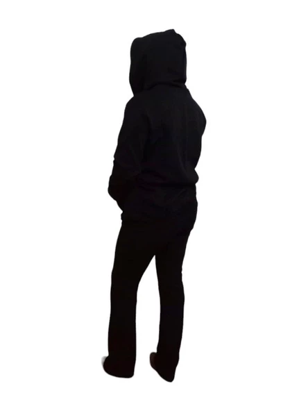 Siyah Kapüşonlu Unisex Sweat Hırka - 4