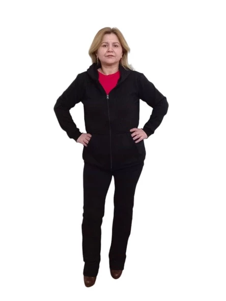 Siyah Kapüşonlu Unisex Sweat Hırka - 2