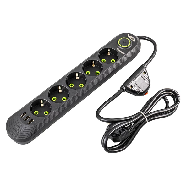 Vea Va-21561 Akım Korumalı Priz 5 Li 1.5 Metre Uzatma Kablosu Usb Li Isıya Dayanıklı 3-16 Amper Anahtarlı - 3