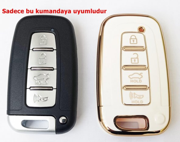 Hyundai Ix35 Santa Fe Sonata Elantra Smart Kumanda Kılıfı Oto Anahtarlık Beyaz 4 Tuşlu