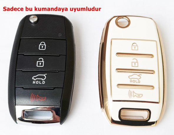 Kia Rio Ceed Picanto Sustali Anahtar Kumanda Kılıfı Oto Anahtarlık Beyaz 4 Tuşlu