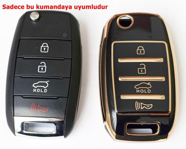 Kia Rio Ceed Picanto Sustali Anahtar Kumanda Kılıfı Oto Anahtarlık Siyah 4 Tuşlu