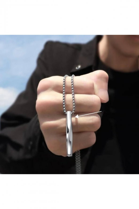 2023 Moda Yeni Siyah Kolye Erkek Moda Basit Paslanmaz Çelik Zincir Erkek Kolye Takı - Resim 2