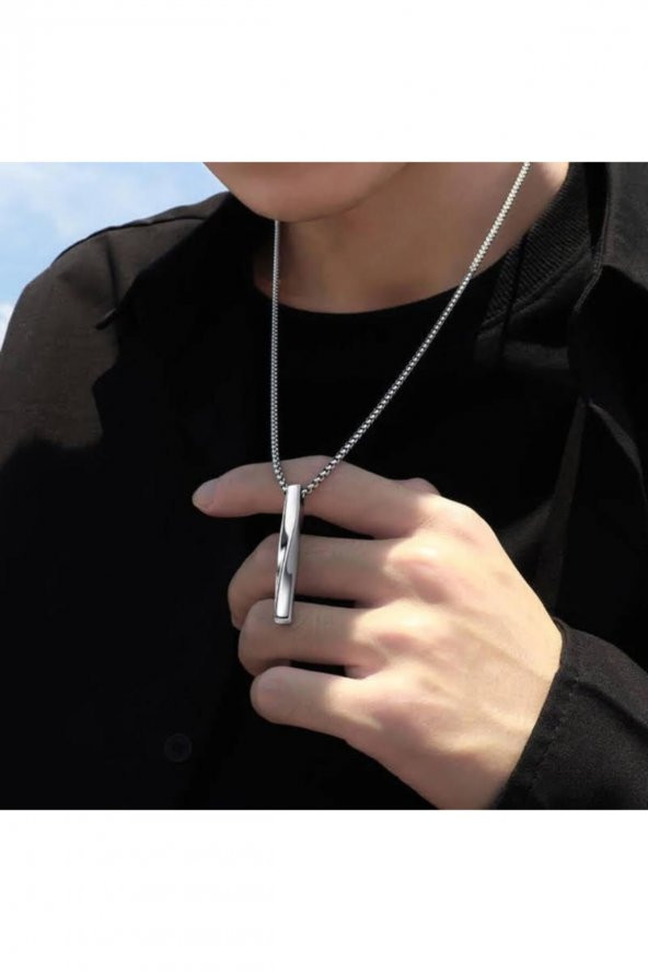 2023 Moda Yeni Siyah Kolye Erkek Moda Basit Paslanmaz Çelik Zincir Erkek Kolye Takı - Resim 4