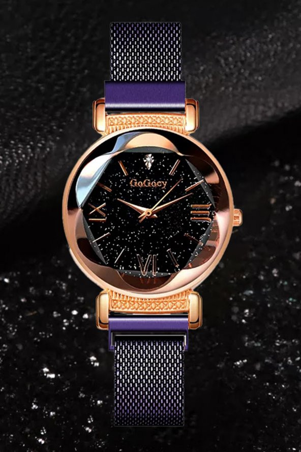 Kadın Kol Saati Lüks Moda Şık Trend Bayan Saat Mor Renk ürün görseli 1
