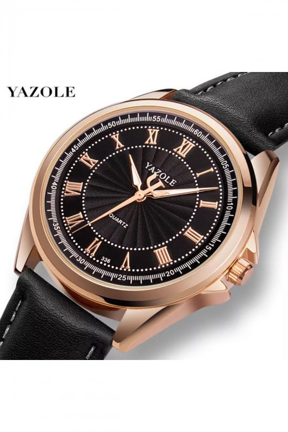 Erkek Kol Saati Siyah Deri Kordon Lu Şık Moda Trend Saat - Resim 3