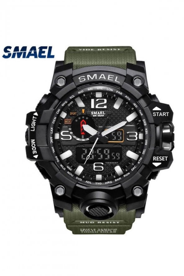 Erkek Analog Digital Yeşil Kordon Kol Saati ürün görseli 1