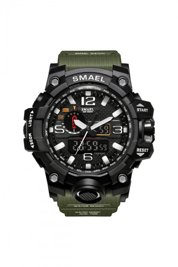 Erkek Analog Digital Yeşil Kordon Kol Saati - Resim 2