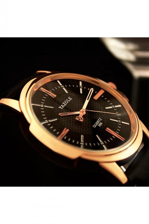 Erkek Kol Saati Siyah Deri Kordon Moda Şık Trend Yzl358s - Resim 3