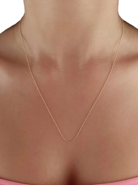 14 Ayar Altın İnce Top Top  Zincir Kolye - Resim 2