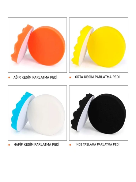 Germany Style Pasta Cila Yün Polisaj Süngeri Pedi Seti 115 Mm Oto Parlatma Parlatıcı Çizik Giderici - 3