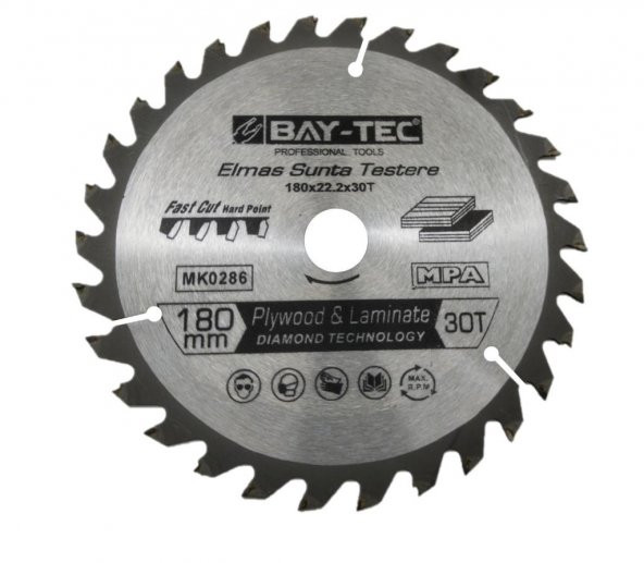 Bay-Tec Elmas Sunta Testere 180 x 22.2 mm 30 Diş MK0286