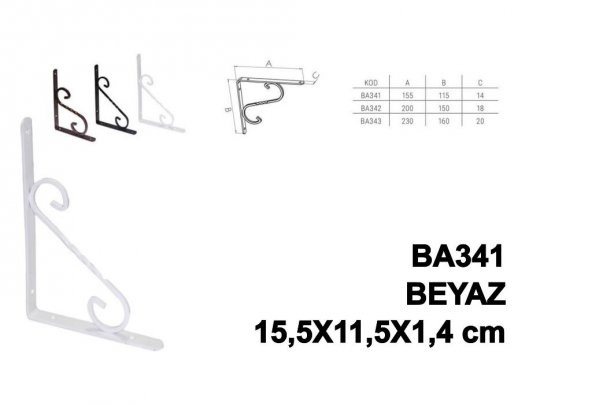 Beşel Ferforje Raf Altı Parlak Beyaz 15,5x11,5x1,4 cm No:1 (4 Adet) - 3
