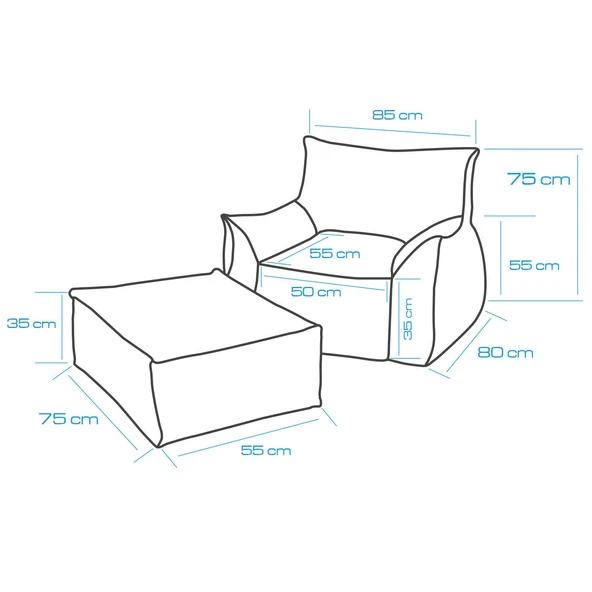Homedius Notre Kadife Koltuk Puf Set  Tek Kiremit - Resim 10