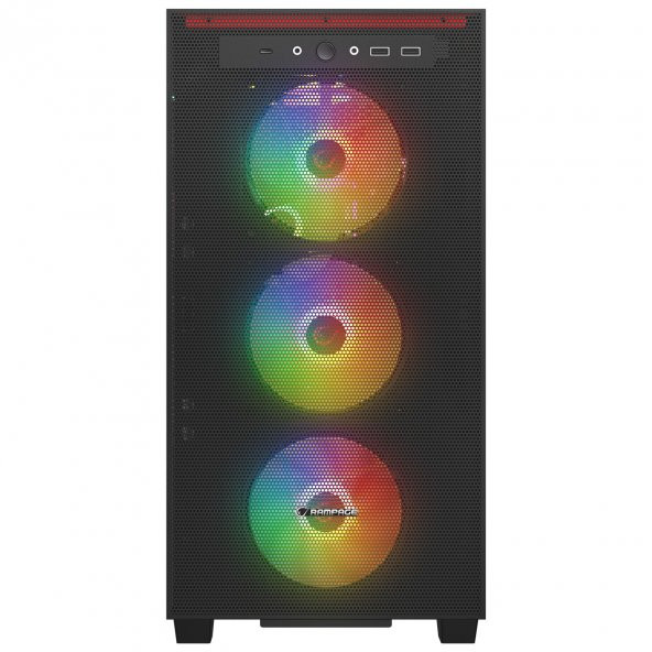 Rampage BLAZE Mesh Temperli Camlı Siyah 4* 12cm ARGB Fan M-ATX Mid-T Gaming Oyuncu Kasası - 2
