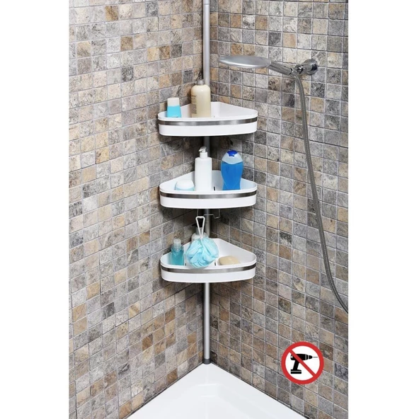 Primanova Yaylı Banyo Köşe Rafı Banyo Köşe Seti Fina N39 - 2