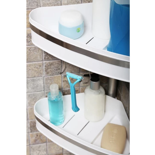 Primanova Yaylı Banyo Köşe Rafı Banyo Köşe Seti Fina N39 - 5