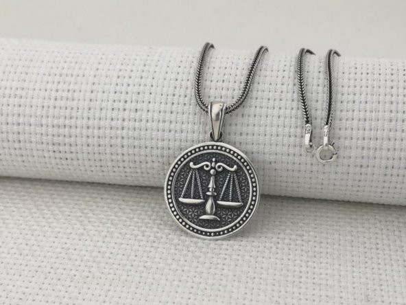 Adalet Terazisi Simgeli 925 Ayar Gümüş Kolye - Resim 3