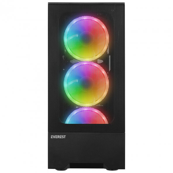 Everest DUSK PEAK 600W Temperli Camlı 4*12cm RGB Fan ATX Mid-T Gaming Oyuncu Kasası - 2