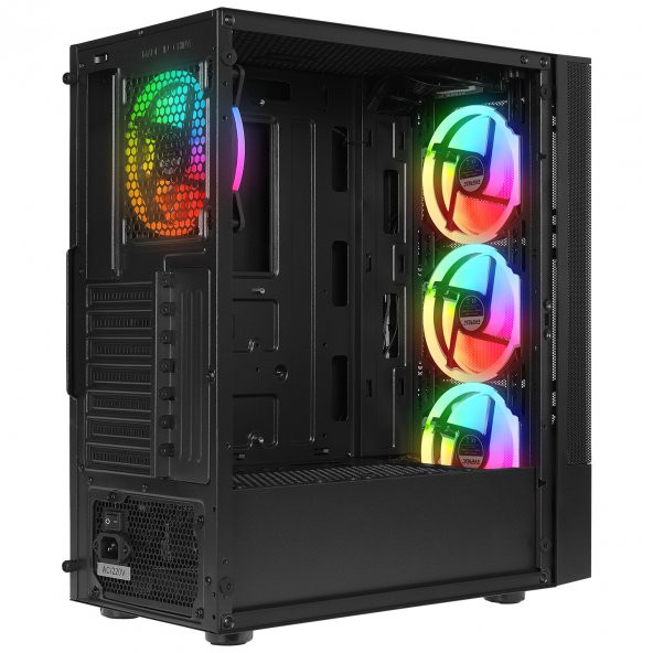 Everest DUSK PEAK 600W Temperli Camlı 4*12cm RGB Fan ATX Mid-T Gaming Oyuncu Kasası - 3