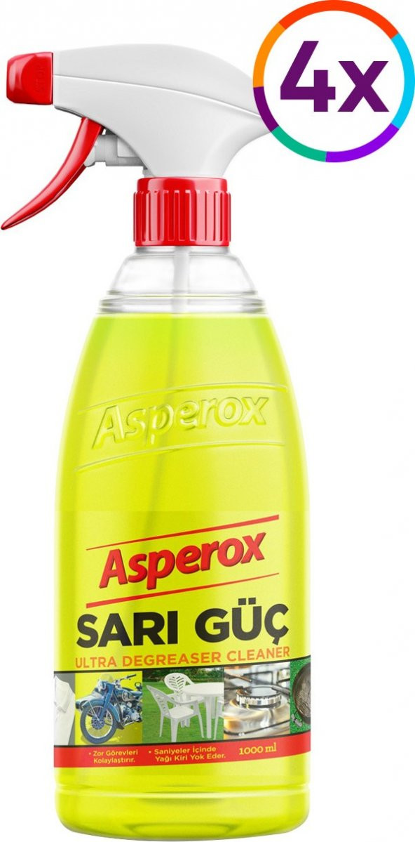 Asperox Sarı Güç Ultra Yağ Çözücü Sprey 4 x 1 lt