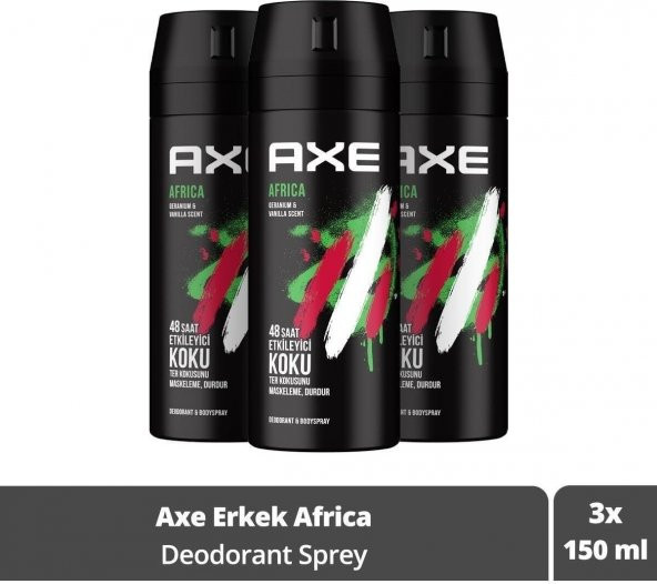 Axe Africa Erkek Deodorant Sprey 150 Ml X3