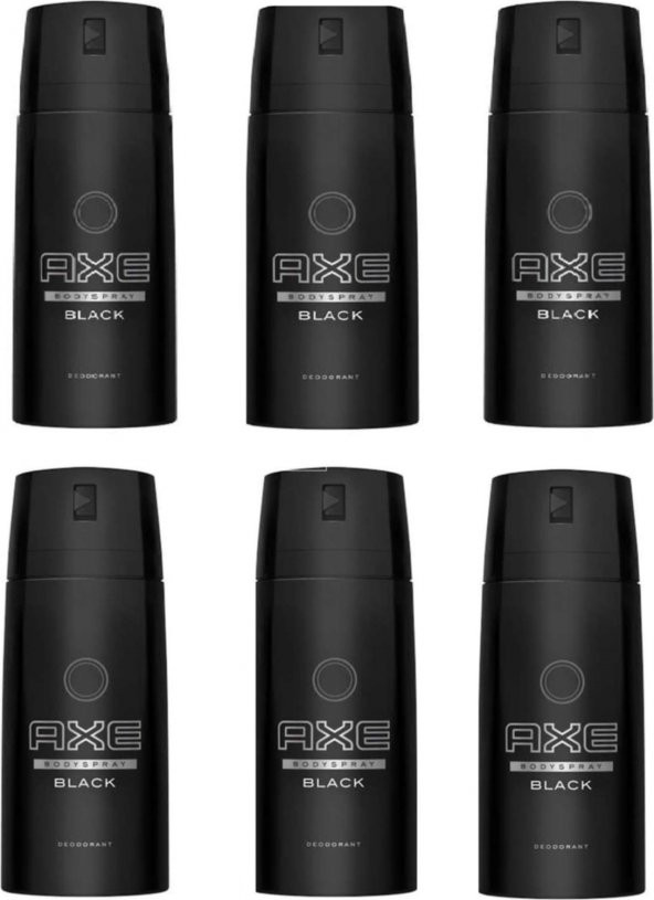 Axe Black Deodorant 150 Ml X 6 Adet Axe, Black,Deodorant,150