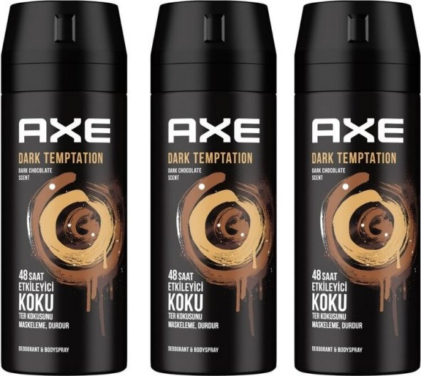 Axe Erkek Deodorant Sprey Dark Temptation 150 Ml 3 Adet Axe Dark