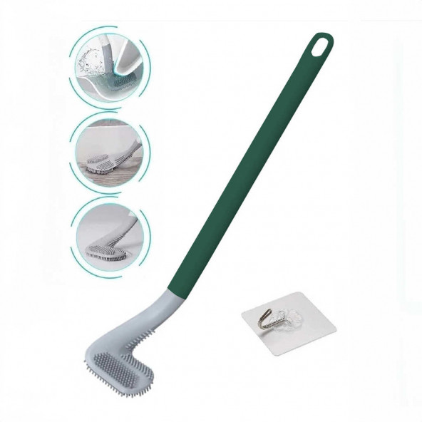 Porsima 1445 Yeşil Golf Tasarımlı Silikon Banyo Tuvalet Klozet Temizleme Fırçası Ve Tutucu Set - 2