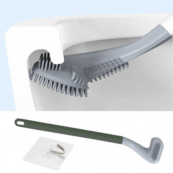Porsima 1445 Yeşil Golf Tasarımlı Silikon Banyo Tuvalet Klozet Temizleme Fırçası Ve Tutucu Set - 3
