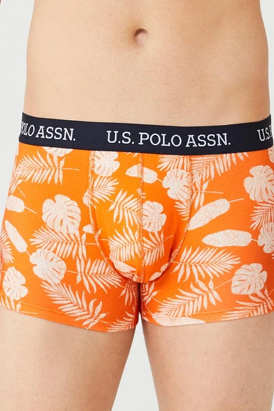 U.S. Polo Assn. Erkek Ekonomik 3'lü Kutulu Pamuklu Desenli Düz Rahat Boxer - Resim 6