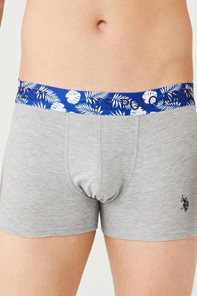 U.S. Polo Assn. Erkek Ekonomik 3'lü Kutulu Pamuklu Desenli Düz Rahat Boxer - Resim 3