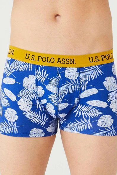 U.S. Polo Assn. Erkek Ekonomik 3'lü Kutulu Pamuklu Desenli Düz Rahat Boxer - Resim 2