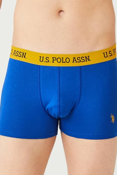 U.S. Polo Assn. Erkek Ekonomik 3'lü Kutulu Pamuklu Desenli Düz Rahat Boxer - Resim 4