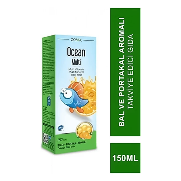 ORZAX Ocean Multi Şurup Ballı Portakal Aromalı Balık Yağı 150 M