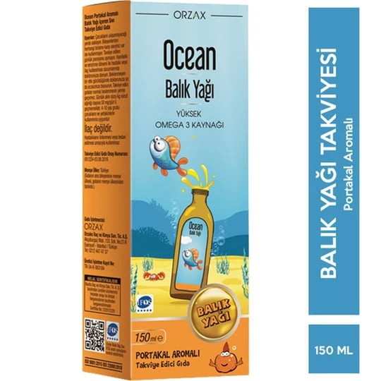 ORZAX OCEAN Omega 3 Portakallı Balık Yağı 150 ml