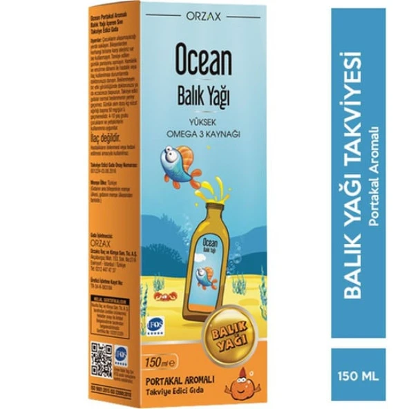 ORZAX OCEAN Omega 3 Portakallı Balık Yağı 150 ml