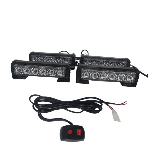 Çakar lamba Power ledli 4'lü kırmızı-mavi 12V  / LAPA194-3 ürün görseli 1