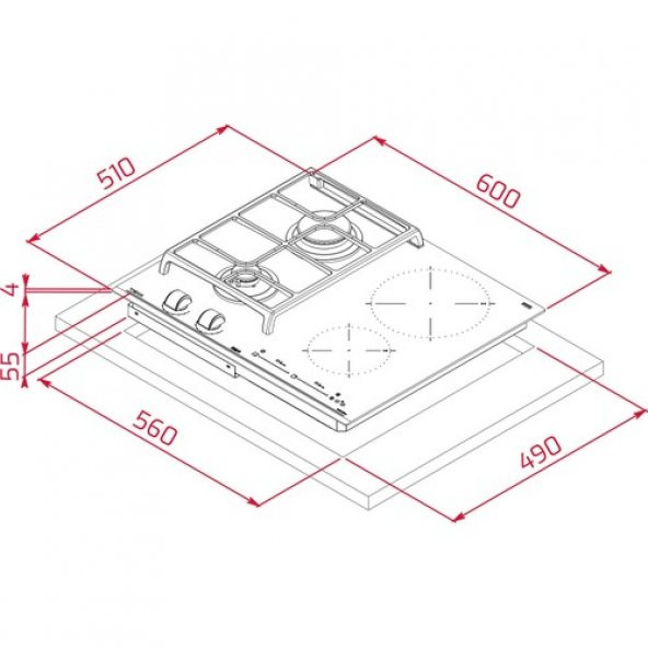 Teka JZC 64322 ABC BK (E4) 60 cm Siyah Camlı İndüksiyonlu + Gazlı Hibrit Ocak - 5