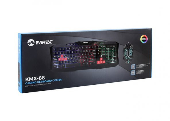 Everest KMX-88 Siyah Usb Gökkuşağı Zemin Aydınlatmalı Q Multimedia Oyuncu Klavye + Mouse Set - 5